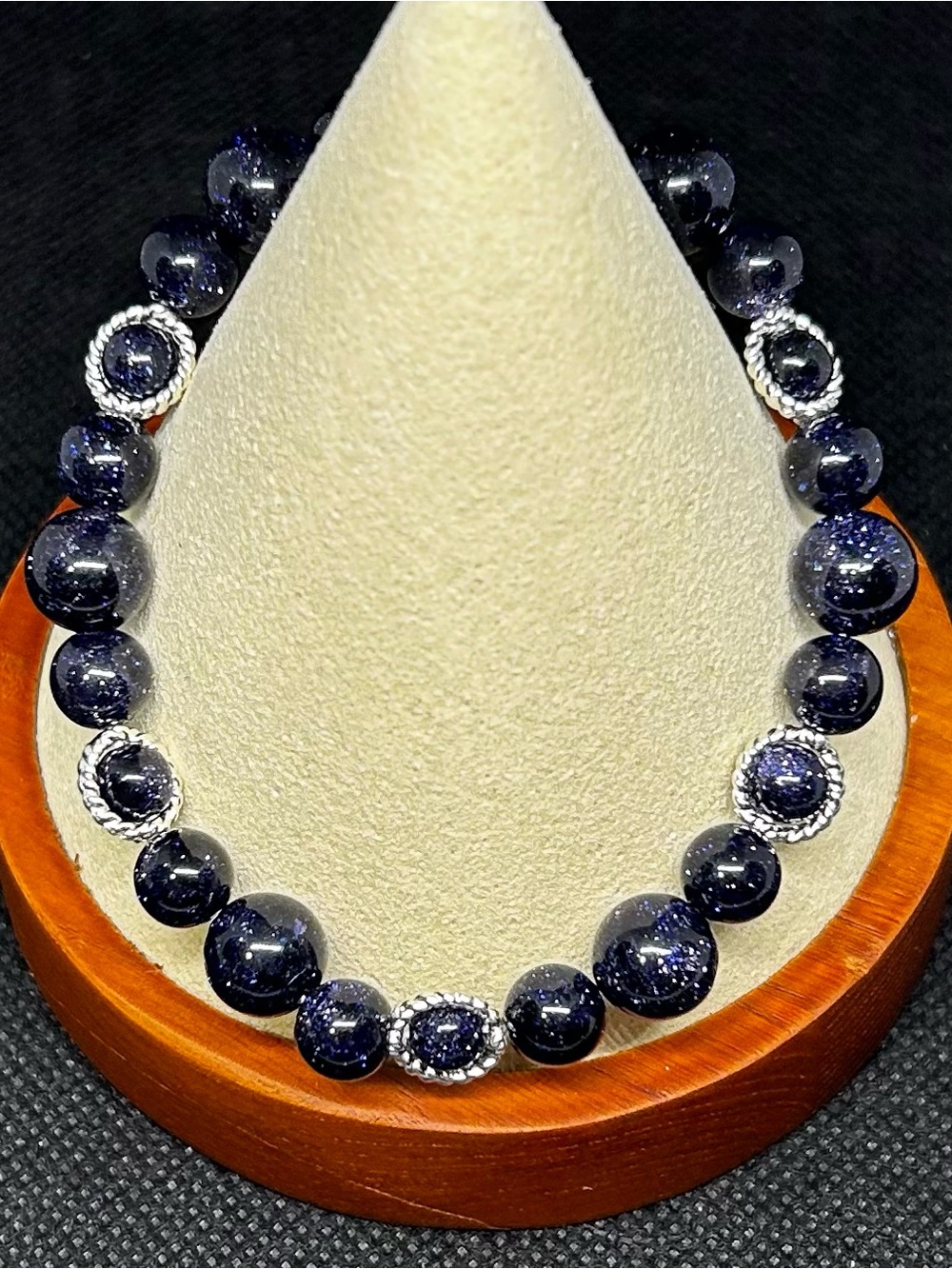 Purple Beaded Bracelet with Silver Accents
